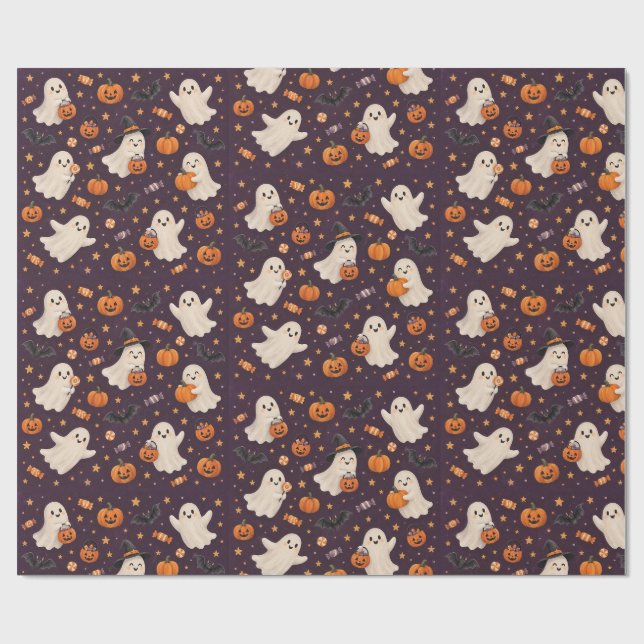Söt Vänlig Spökparad För Barn Halloween Presentpapper (Platt)