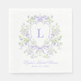 Söt Vapensköld med Lavender-Möhippan Monogram Pappersservett