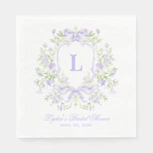 Söt Vapensköld med Lavender-Möhippan Monogram Pappersservett