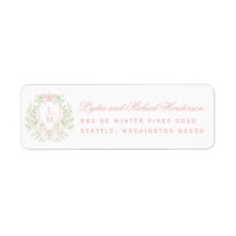 Söt Vapensköld med Rosa Bows Bröllop Returadress