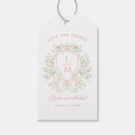 Söt Vapensköld med Rosa Bows | Monogram Bröllop Presentetikett