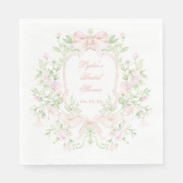 Söt Vapensköld med Rosa Bows | Monogram-Möhippa Pappersservett