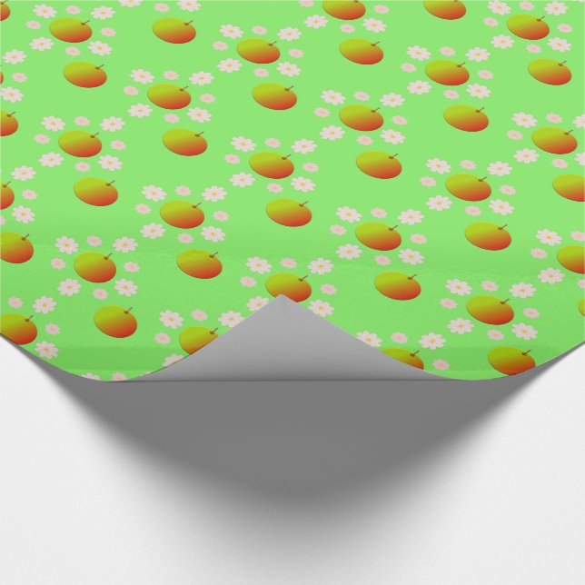 Söt Vår Apple-blommar och äpplen som är mönstrade Presentpapper (Hörn)