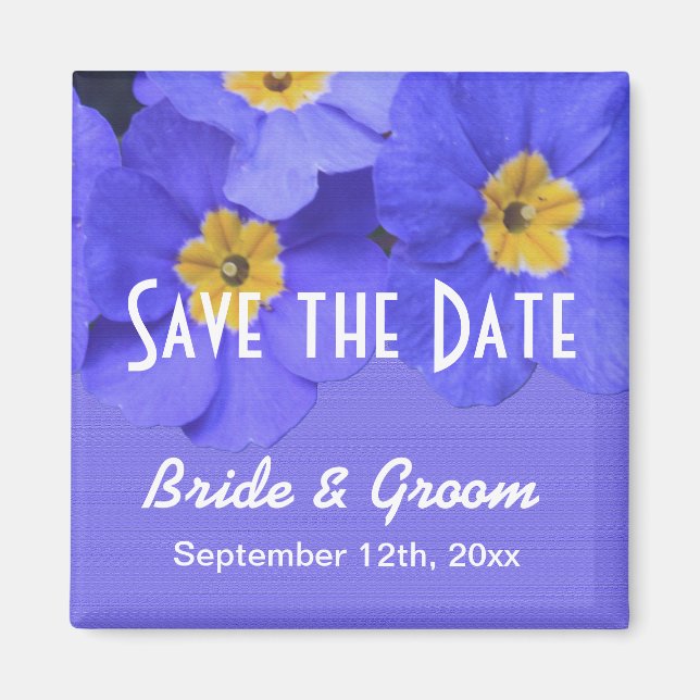 Söt vår blå trädgårdsblomma spara datumet magnet (Framsidan)
