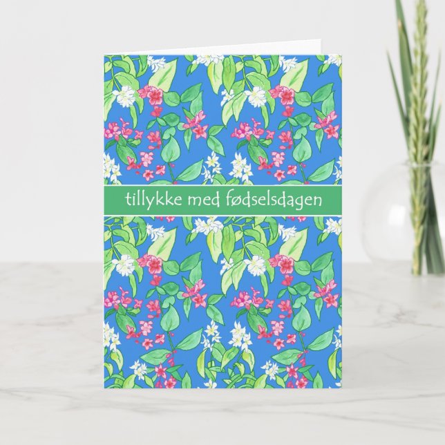 Söt Vår Blommar Dansk födelsedag Kort (Framsida)