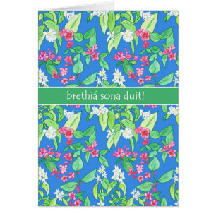 Söt Vår Blommar Irish Gaelic Birthday Hälsningskort