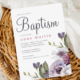 Söt Vår Blommigt Lila blommor Baptism Inbjudningar