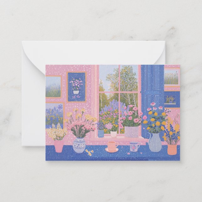 Söt Vår Blommigt Note Cards Anteckningskort (Baksida)