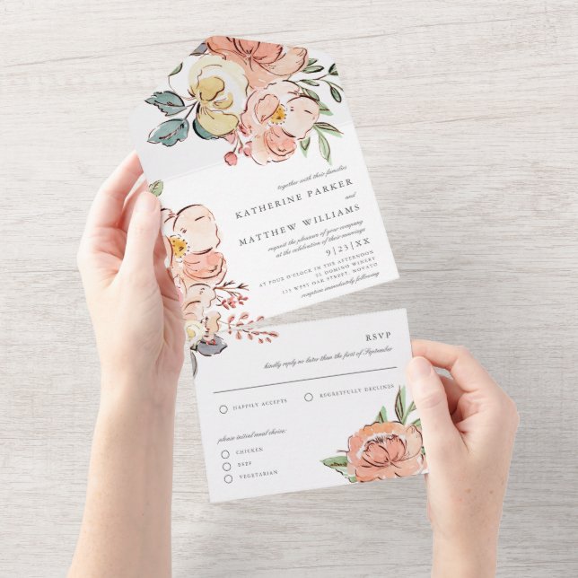 Söt Vår Blommigt Watercolor Bröllop (Avrivbar del)
