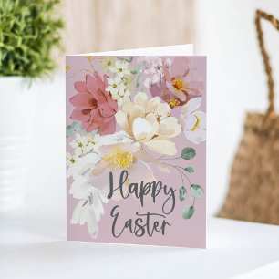 Söt Vår Blommigt Watercolor Glad påsk Kort