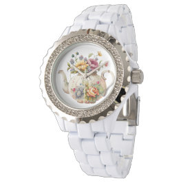 Söt Vår blommor Elegant Tekanna Watch Armbandsur