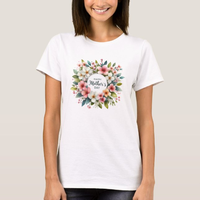 Söt  vår blommor utandning Mors dag T Shirt (Framsida)