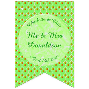 Söt Vår bröllop Apple blommar och äpplen Vimplar