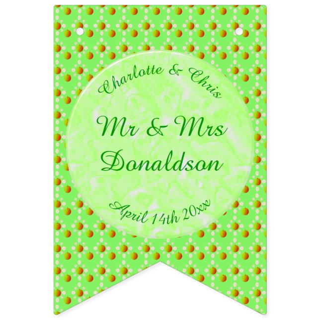 Söt Vår bröllop Apple blommar och äpplen Vimplar (Första flaggan)