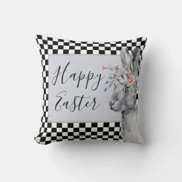 Söt Vår Bunny Checkerboard Påsk Kudde
