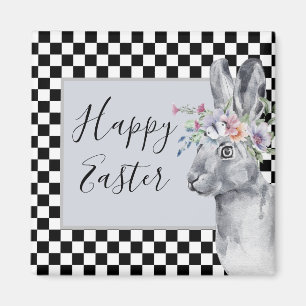 Söt Vår Bunny Checkerboard Påsk Magnet