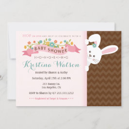 Söt Vår Bunny Girl Baby Shower-inbjudan Inbjudningar