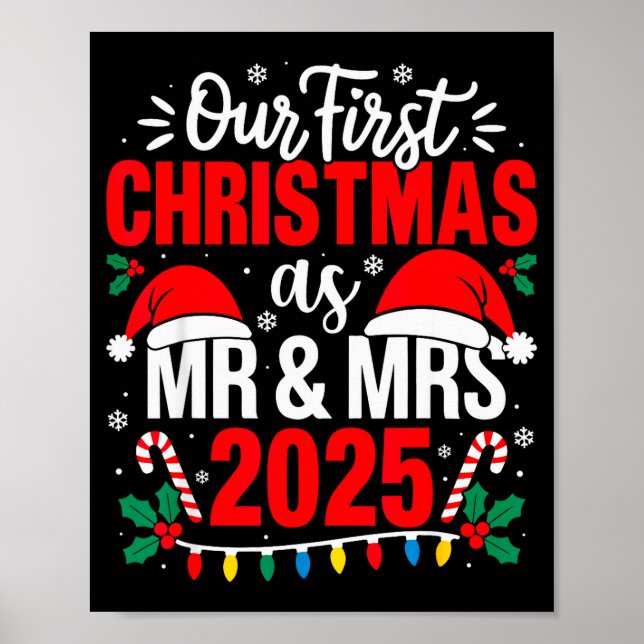 Söt vår första jul som herr och fru 2025 par poster (Framsidan)