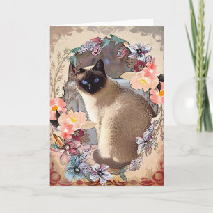 Söt Vår Garden Siamese Cat Kort