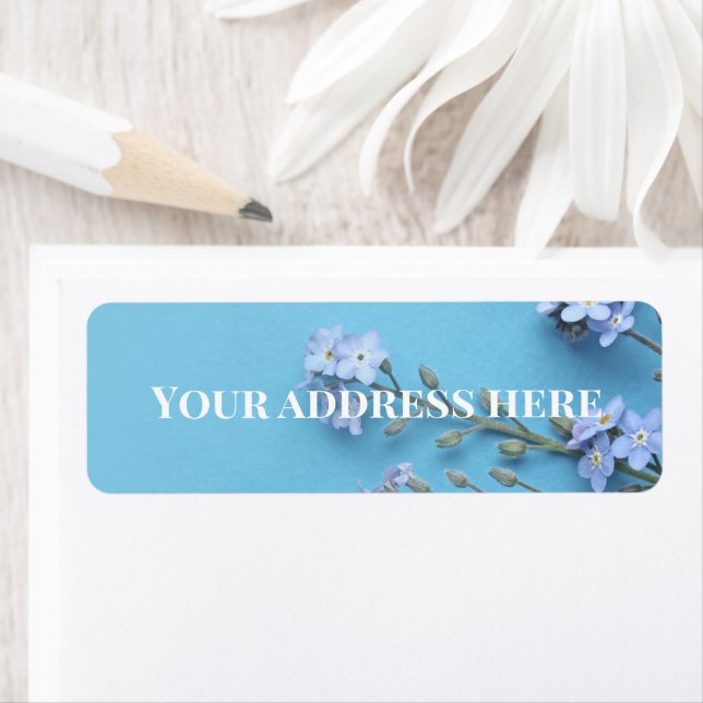 Söt Vår Glöm mina blommor - inte blommor Returadress Etikett (Insitu)