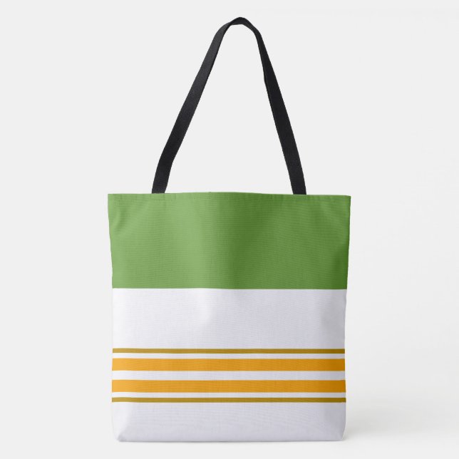 Söt Vår Grönt Gult Tävla Rand Vit Tygkasse (Framsida)