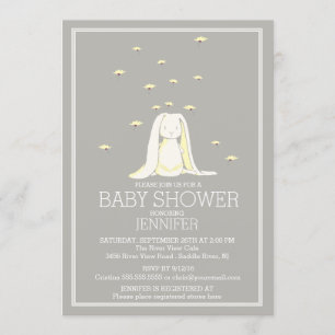 Söt Vår Gult Neutralt Bunny Baby Shower Inbjudningar