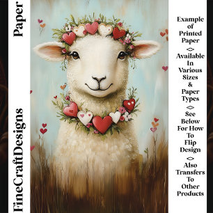 Söt vår lamm floral hjärta CH6 Scrapbookpapper