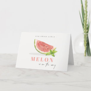 Söt vår lilla melon vattenfärg röd baby shower tack kort