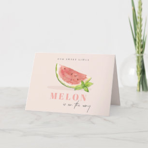 Söt vår lilla melon vattenfärg rodnad baby shower tack kort