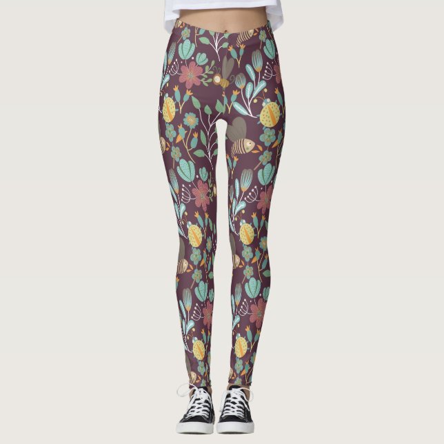 Söt Vår Mönster Leggings (Framsida)