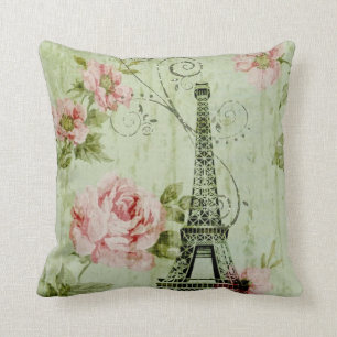 söt vår mynta rosa blommigt paris eiffel torn kudde