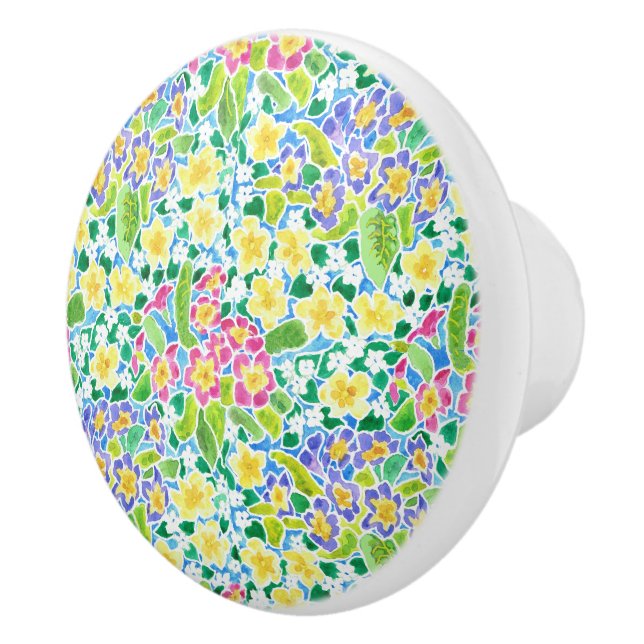 Söt Vår Primroses Ceramic Knob Knopp (Höger)