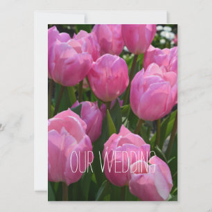 Söt vår rosa tulpanblommor Christian bröllop Inbjudningar