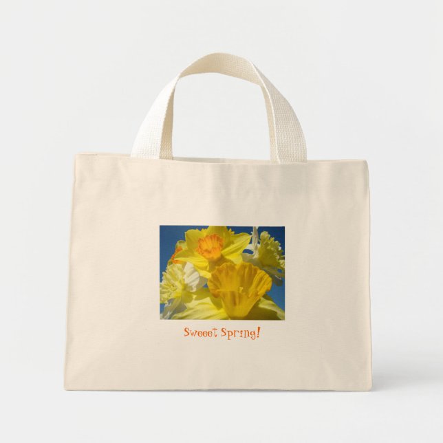 Söt vår! Totebags gula narcissblommor Mini Tygkasse (Framsidan)