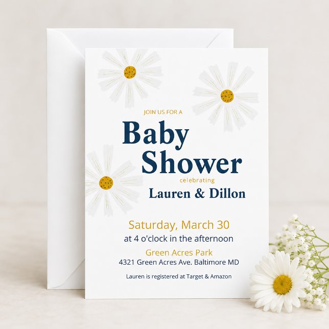 Söt vår tusensköns baby shower inbjudan (Daisy Baby Shower Theme)