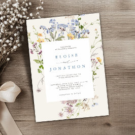 Söt Vår Wildblomma Meadow Garden Wedding Wedding Inbjudningar