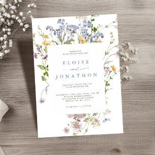 Söt Vår Wildblomma Meadow Garden Wedding Wedding Inbjudningar