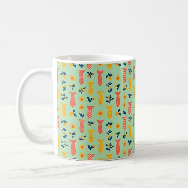 Söt vårblomma och slipsmönster kaffemugg (Vänster)