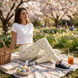 Söt vårblomma tryck - Pastell Ditsy Blomma Leggings