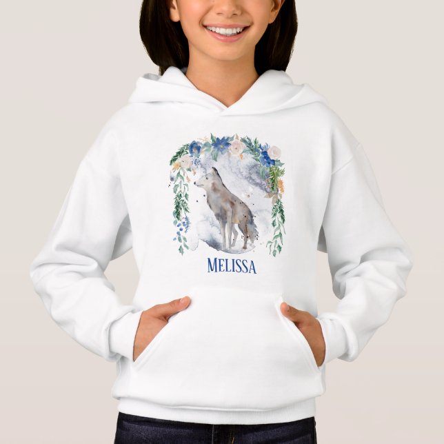 Söt varg älskare add namn t shirt (Framsida)