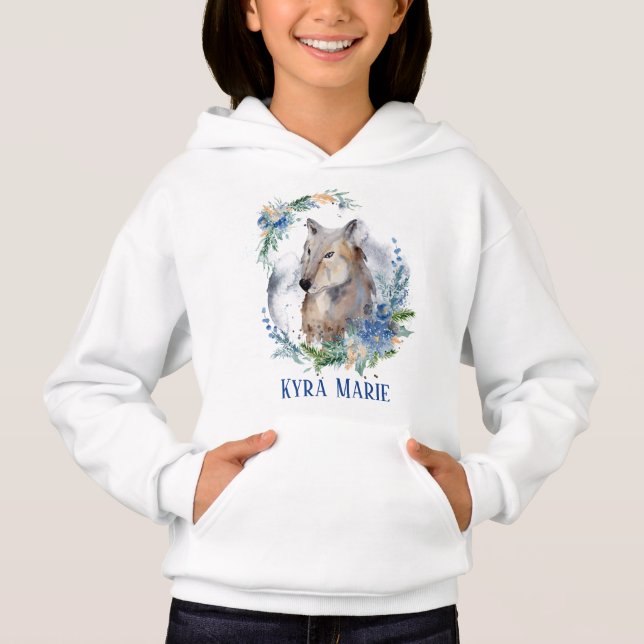 Söt varg älskare add namn t shirt (Framsida)