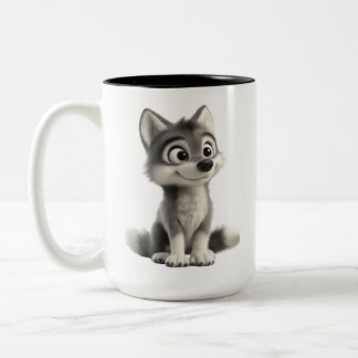 Söt Varg Kaffemugg | Bedårande Husky Hund Mugg
