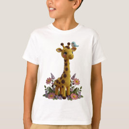 Söt vårgiraff virkad barnkammarkonst - barnpresent t shirt