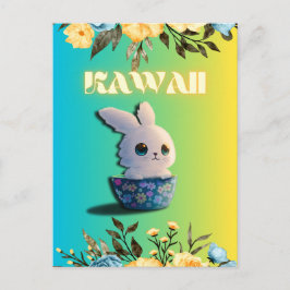 söt vårkanin med blommor till påsk helg vykort