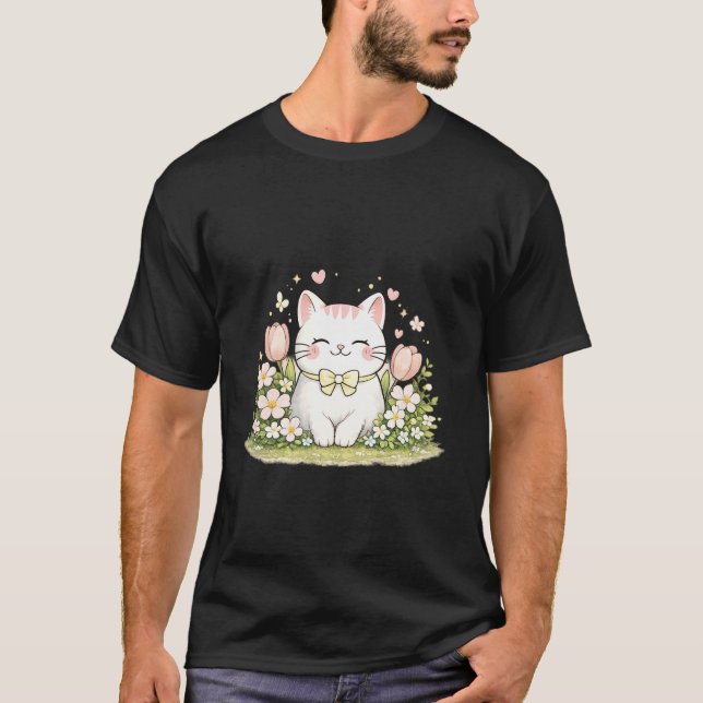 Söt vårkatt Blommiga katter Älskare present Liten  T Shirt (Framsida)