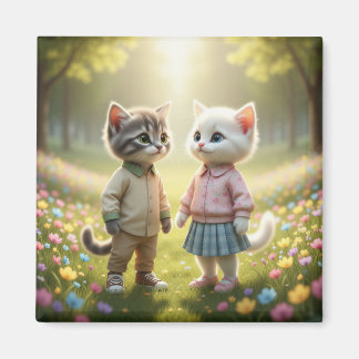 Söt vårkattmagnet | Tom & Luna Blomsteräng Magnet