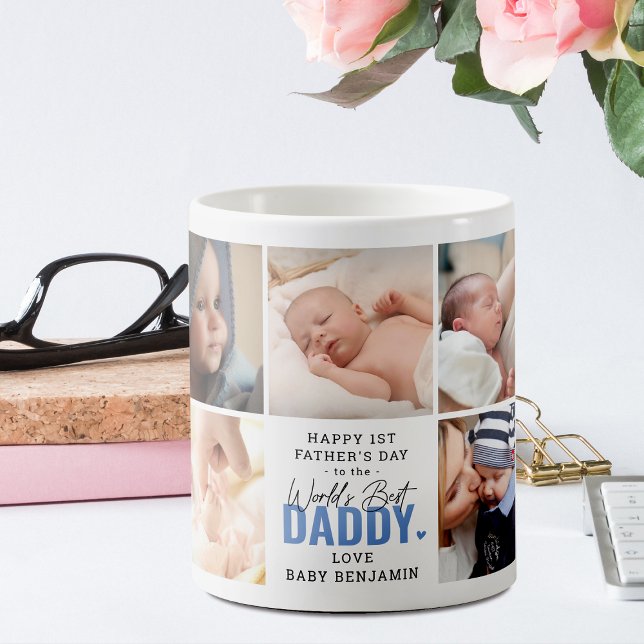 Söt 'Världens bästa pappa' 1:a fars dag Blå  Kaffemugg (Skapare uppladdad)