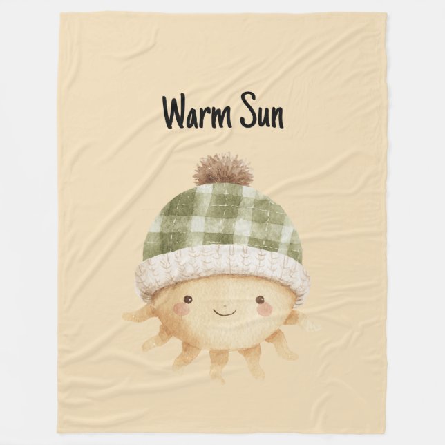 Söt varm sol med mössa fleecefilt (Framsidan)