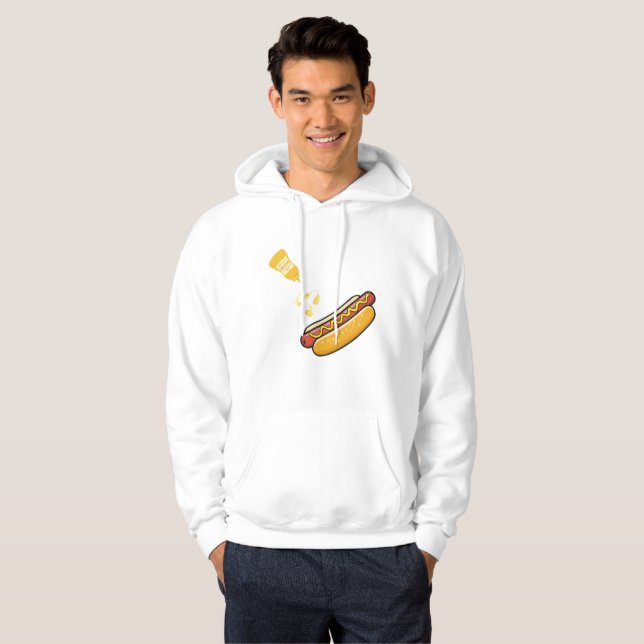 Söt varmkorv och senapsflaska hoodie (Hel framsida)