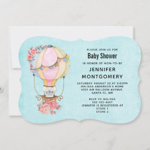 Söt varmluftsballong akvarell baby shower inbjudningar